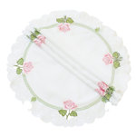 Summer Rose Embroidered Cutwork Polyester Floral Round Doily
