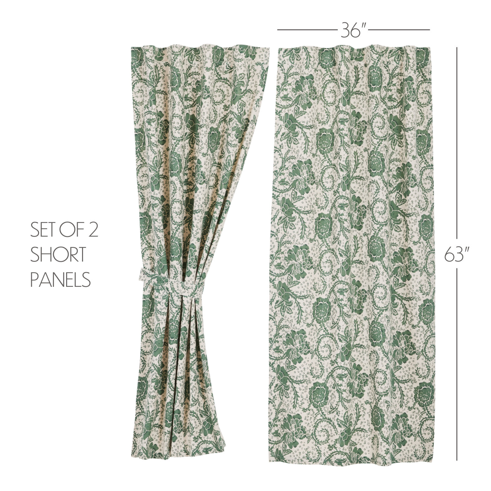 Cowlington Green Floral Curtain Panel Set, 36" W x 63" L