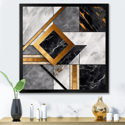 Marate granit agate avec touches dorées, reproduction d'art sur toile encadrée