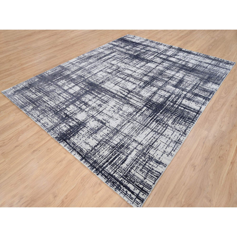 Tapis gris anthracite tissé à la main 7 pi 10 po x 10 pi Klenk