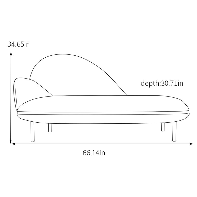Chaise longue en velours, Orienté à gauche (vu de face), Bleu très foncé