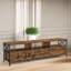 Industrial TV Stand Unit With Rustic Brown Storage Shelves Living Room
