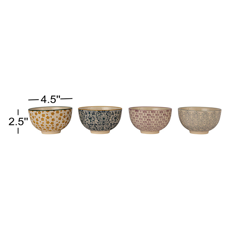 Floral Mosaic Stoneware Bowl Set