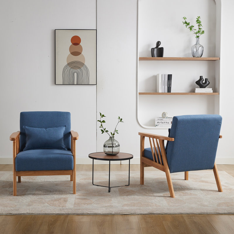 Raeliegh Upholstered Armchair, Navy Linen