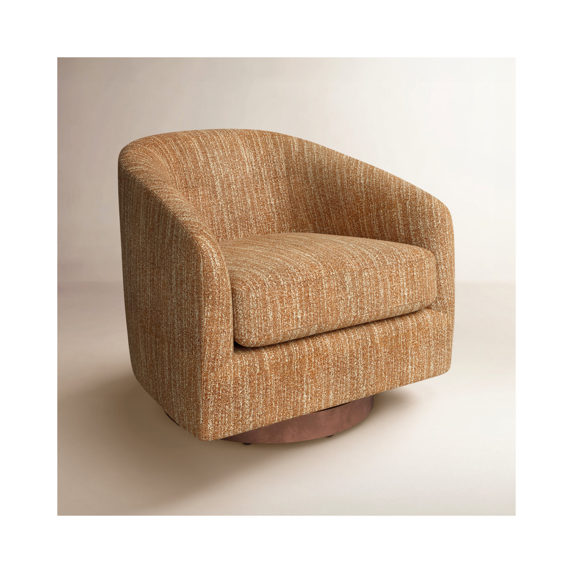 Bennett Upholstered Swivel Barrel Chair, Mellow Mustard Boucle
