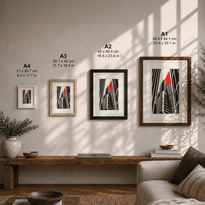 Ascending Tower Industrial - Framed Print, Black, A4 - 29.7 x 21.0 cm