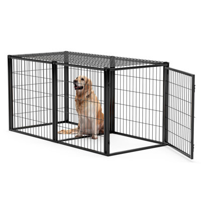 63" Large Dog Crate - Indoor Pet Cage for Small & Medium Dogs | Black Dog Kennel with Top, 63"L x 29.9"W x 31.9"H
