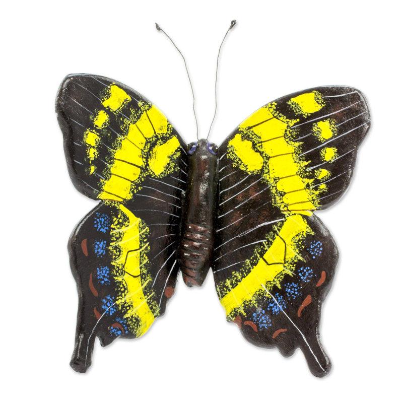 Papillon de machaon en céramique sculptureyellow Verasha