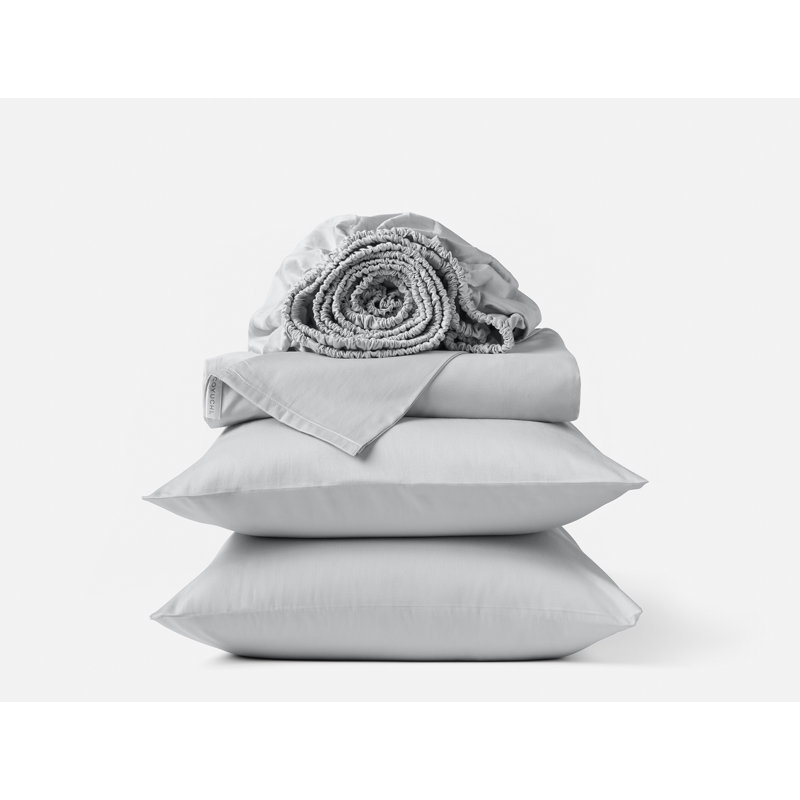 Organic Relaxed 100% Cotton Sateen Sheet Set, King Sheet Set with 2 Pillowcases, Seal