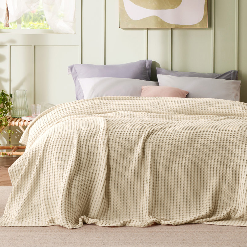 Couvre-lit gaufré en coton et rayonne de bambou 279 g / m² GentleSoft ™, Tapioca, Très grand lit surdimensionné