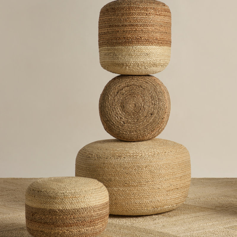 Repose-pieds rond 18 po Teele, Fibres naturelles blanches