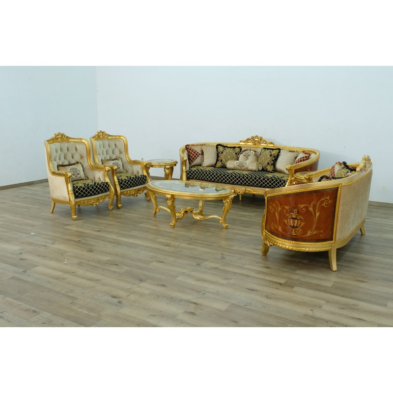 Luxor Sofa, 44.5" H x 105" W x 37.5" D, Gold