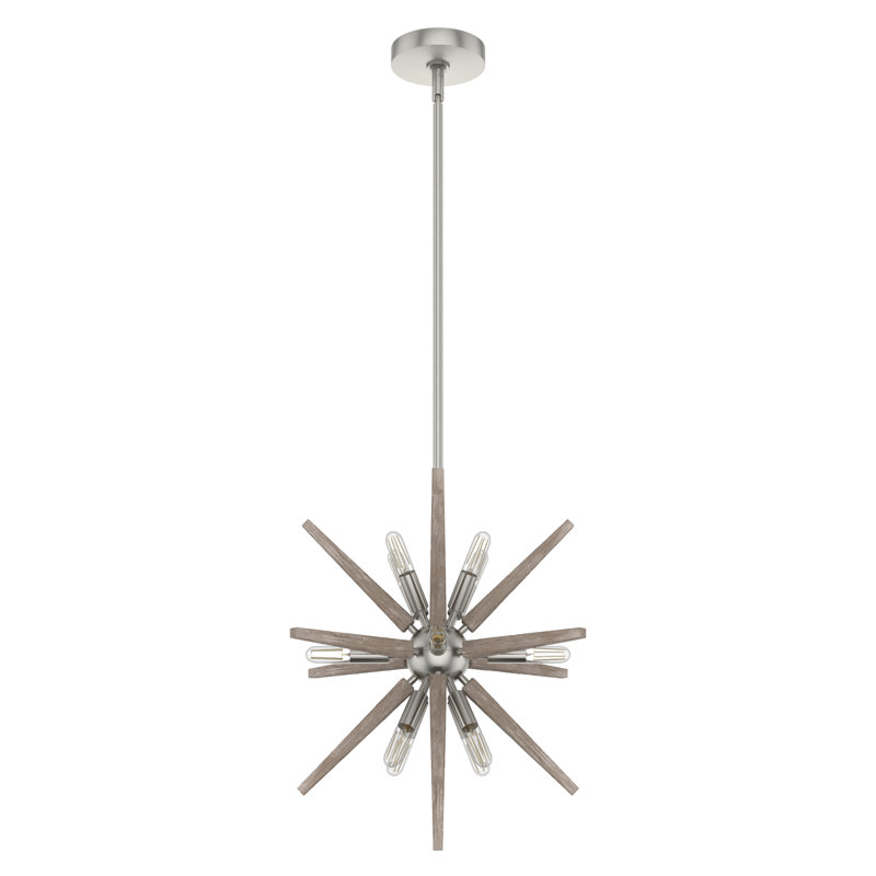 Jupiter Star 12 - Light Sputnik Sphere Hanging Ceiling Light Fixture, 18.75" H x 18.75" W x  18.75" D, Brushed Nickel