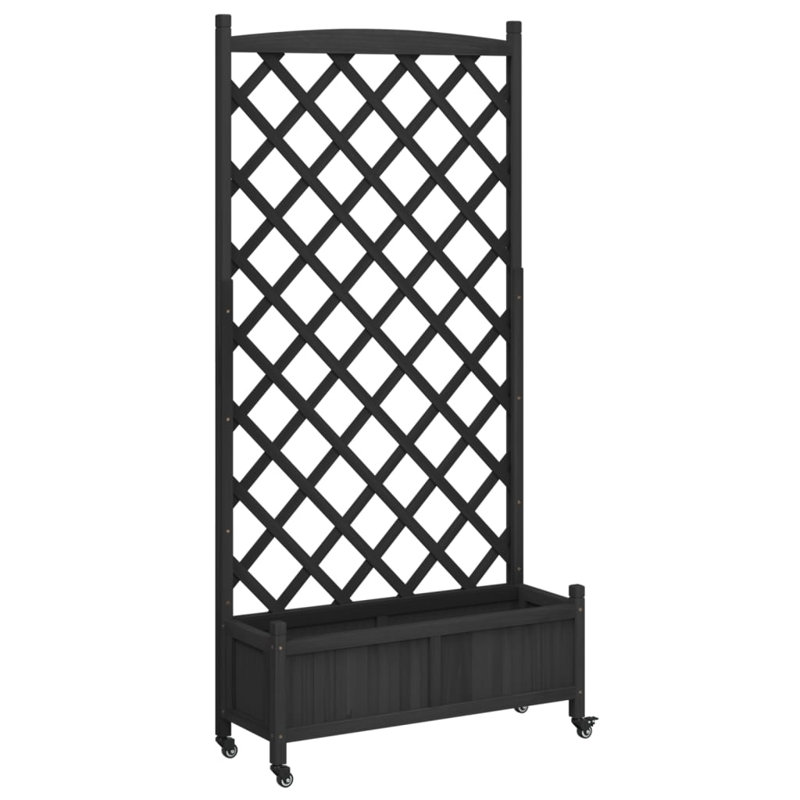 Wood Pot Planter, Black, 73.8" H x 35.4" W x 13.8" D
