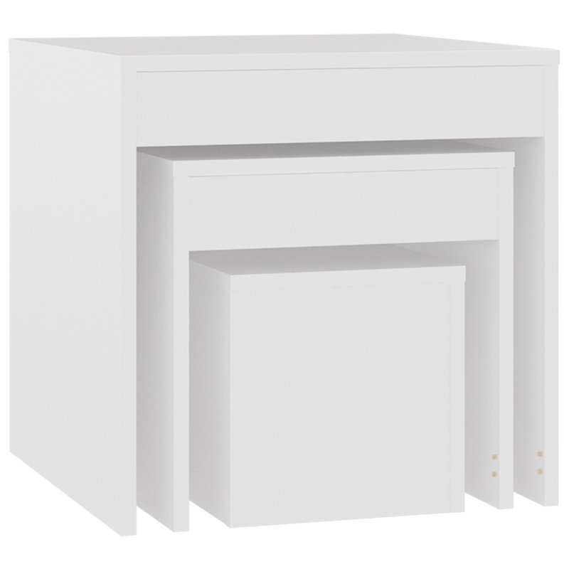 Gnesis Nesting Tables 3 pcs Engineered Wood, White, White