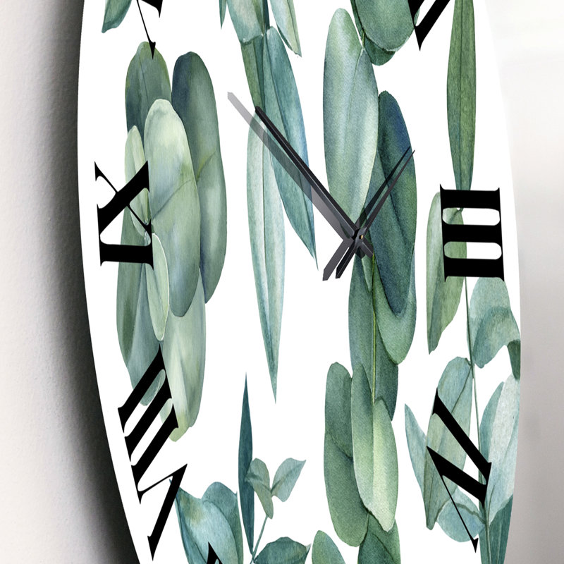 Feuilles d'eucalyptus vert foncé - Horloge murale traditionnelle, Petit