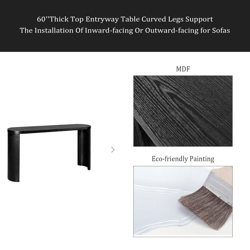 60'' Thick Top Entryway Table, Curved Legs, Support The Installation Of Inward-Facing Or Outward-Facing For Sofas, Entryway