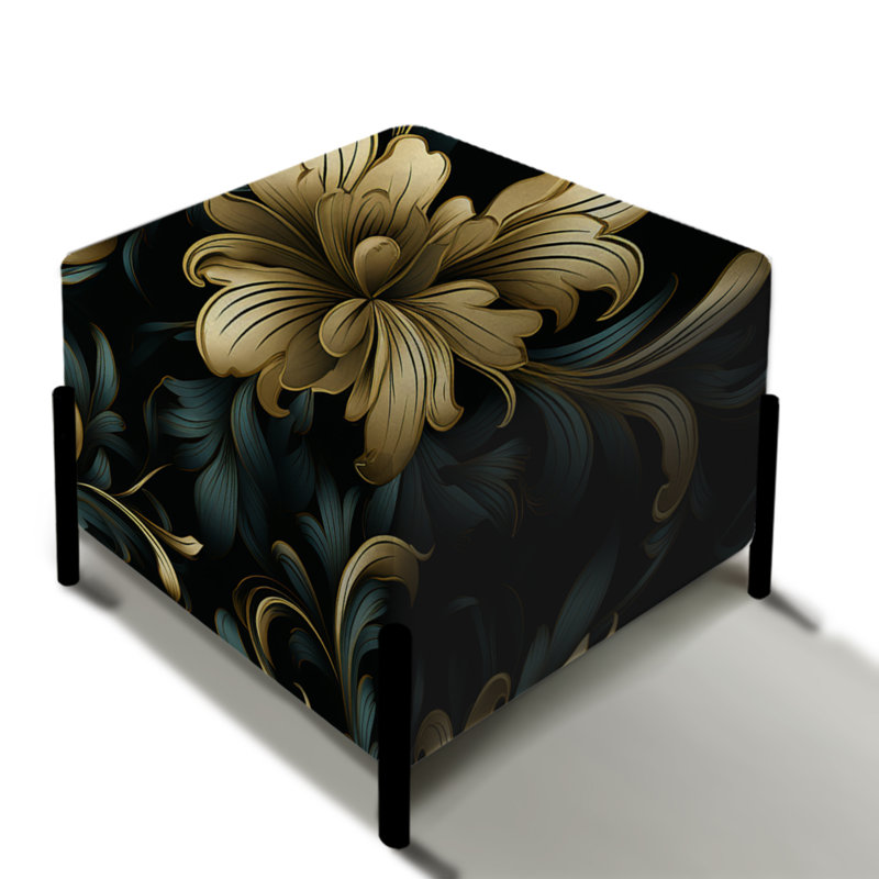 Or et vert Luxury Damask Symphony - Repose-pieds carré damassé