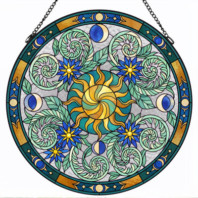 Panneau de vitrail Sun Moon ， 7,8H