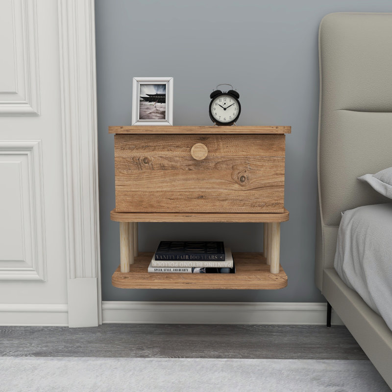 Leida 45cm W Manufactured Wood Bedside Table,  Atlantic Pine 