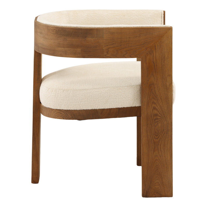 Nadia Ash Wood Upholstered Dining Chair, Natural, White