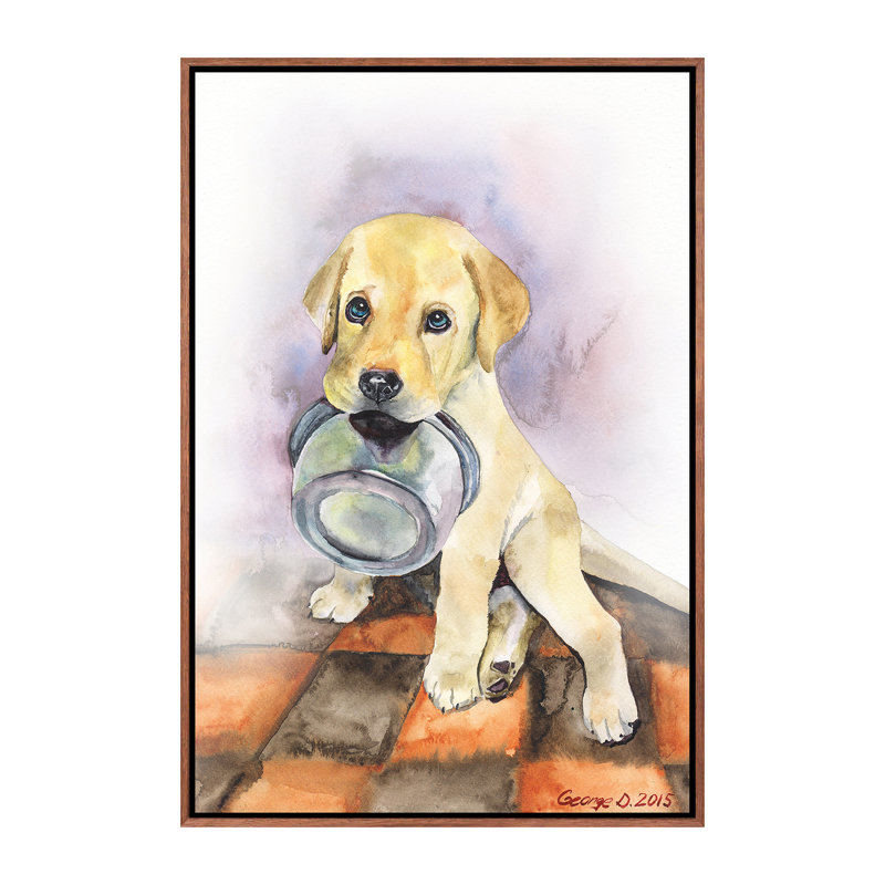Labrador Labrador par George Dyachenko - reproduction, Pas de tapis, Toile avec cadre en bois classique
