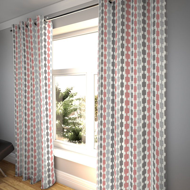 Annete Blackout Curtain, 116 W x 182 D cm, Pink/Grey