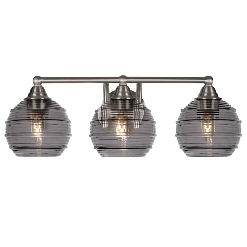 Barre d'éclairage de salle de bain 3 lumières Michell, Nickel brossé, Fumée