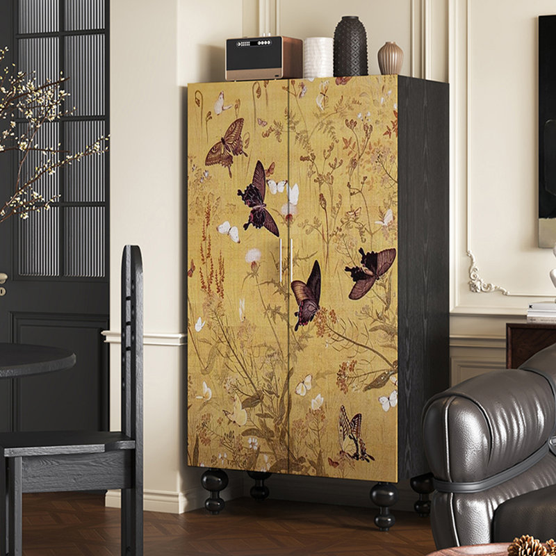 Garde-robe française rétro en bois massif peint