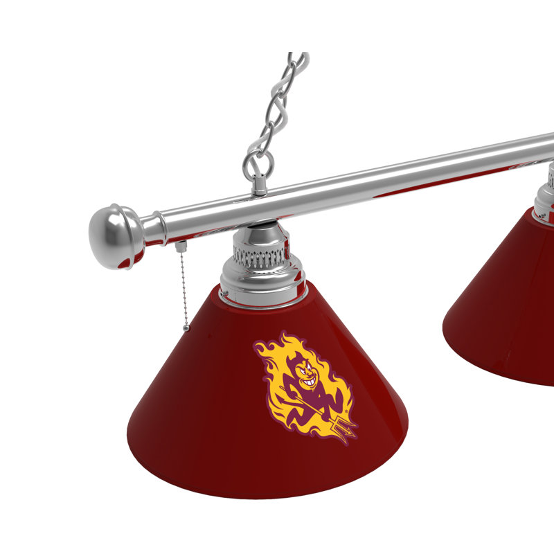 3 - Light Pool Table Lights Pendant, Chrome, Arizona State Sun Devils with Sparky logo