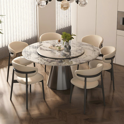 Marble Stainless Steel black and white Dining Table