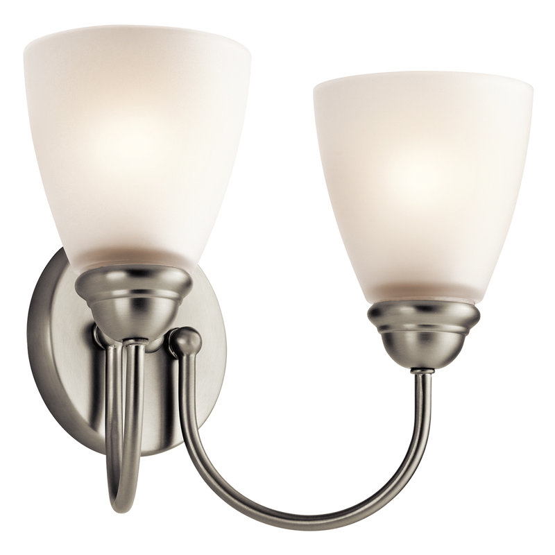 Éclairage pour salle de bain 2 lumières Mcnemar, Nickel brossé