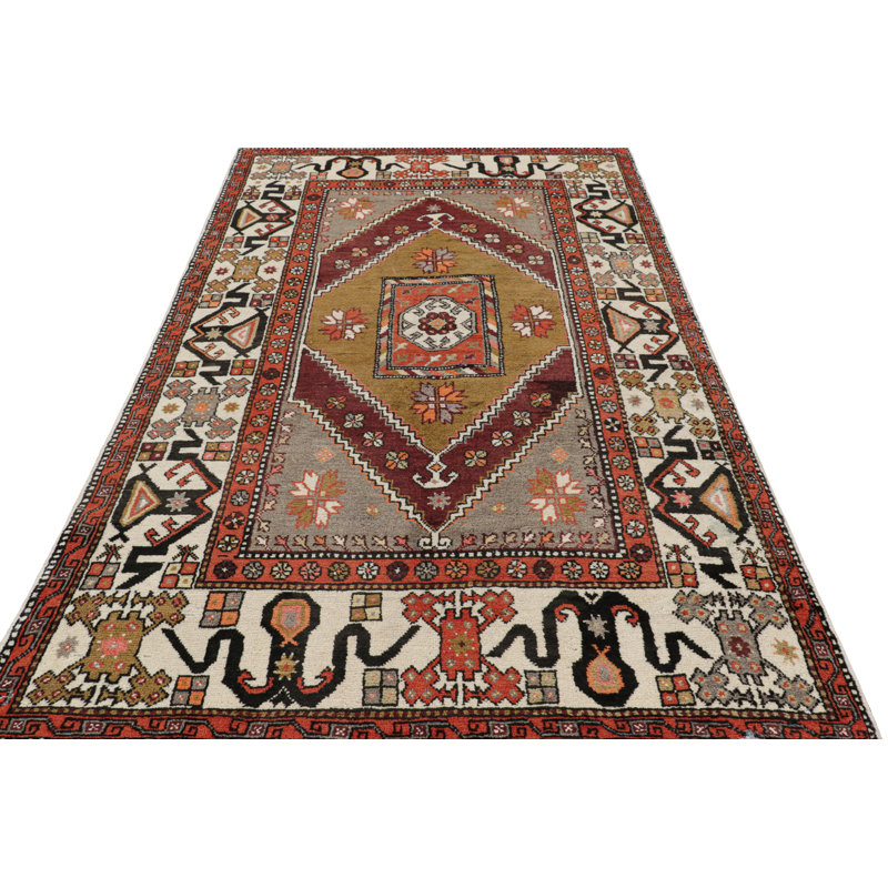Vintage Turkish Rug With Multicolor Geometric Medallion - Rug & Kilim