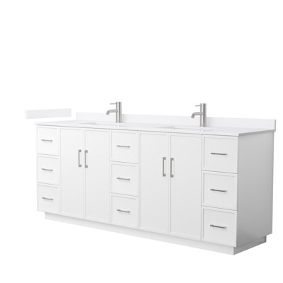 Elan TK 84" Freestanding Double Bathroom Vanity with Quartz Top