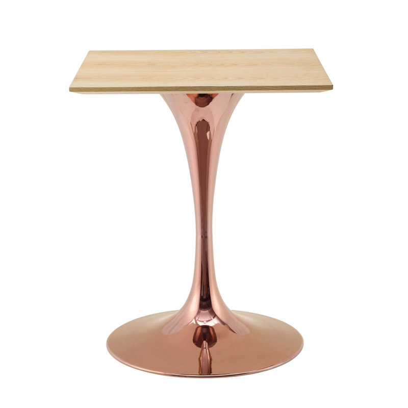 Lippa Dining Table by Modway, 24" L x 24" W, Natural, Gold