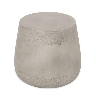 Drum Shape Side Table - , Lightweight Concrete Material, 19"X19"X16.19", No Assembly, Gray Decorative, 19X19x16.19, Appearance