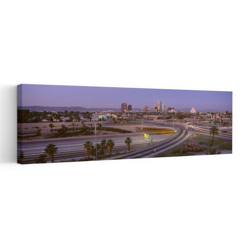 «Skyline Phoenix Az Usa», art contemporain de l'architecture du lever du soleil, H 48 po x l 16 po