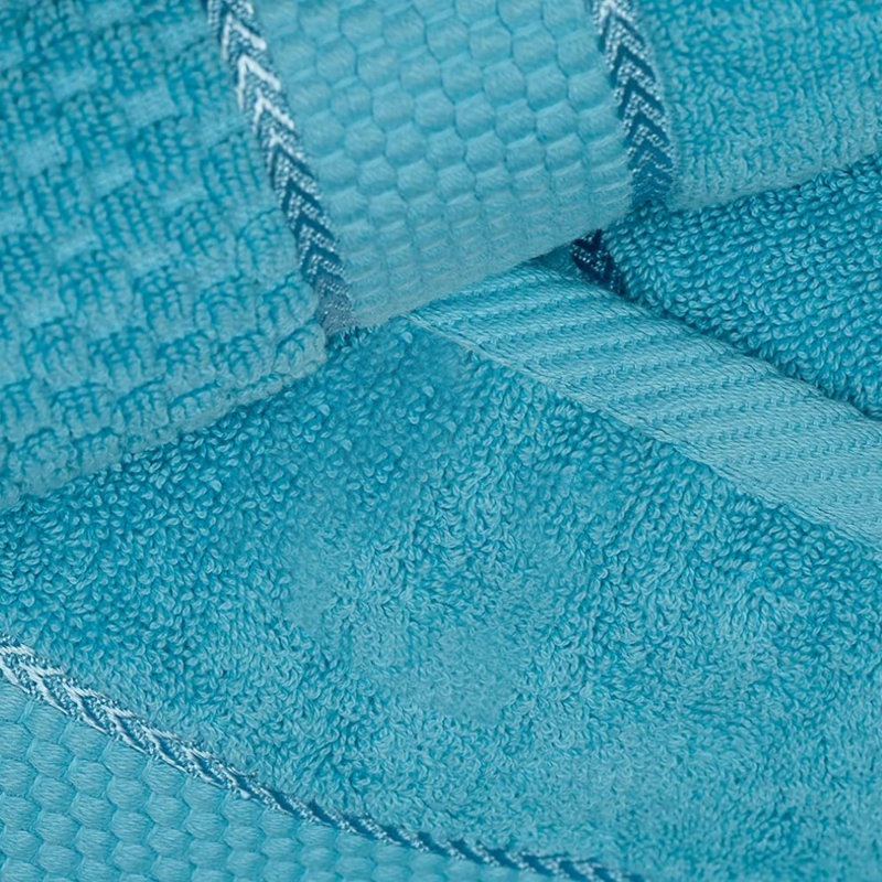 Collection de serviettes texturées 100% coton Mulaayam, Essuie-mains - paquet de 12, Bleu ciel
