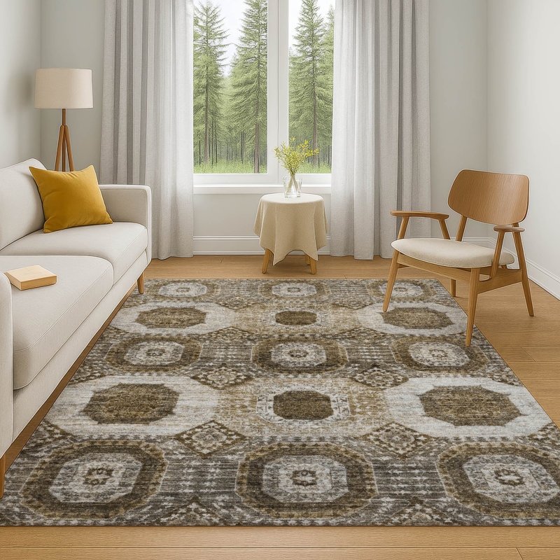 Premium Machine Washable Alaina AMF1926 Panels Rug, Rectangle 3' x 5'