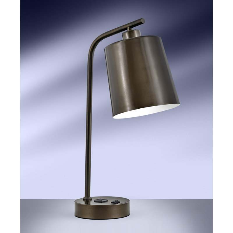 Ensemble de lampe de bureau 21 po en bronze foncé avec prise confident