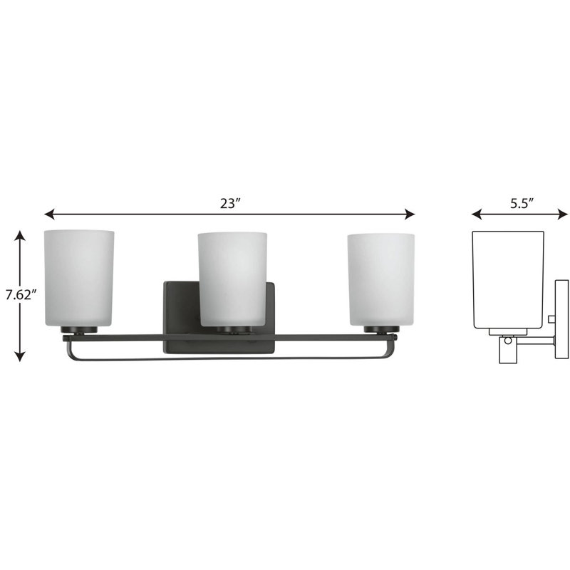 3 - Light Dimmable Vanity Light, Matte Black