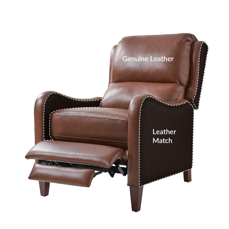 Beecher 28.75" Wide Leather Club Recliner, Brown Full Grain Leather