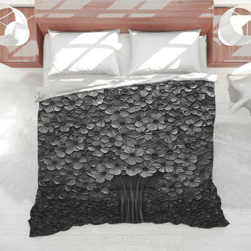 Monochrome Floral Tree Comforter, Twin Extra Long
