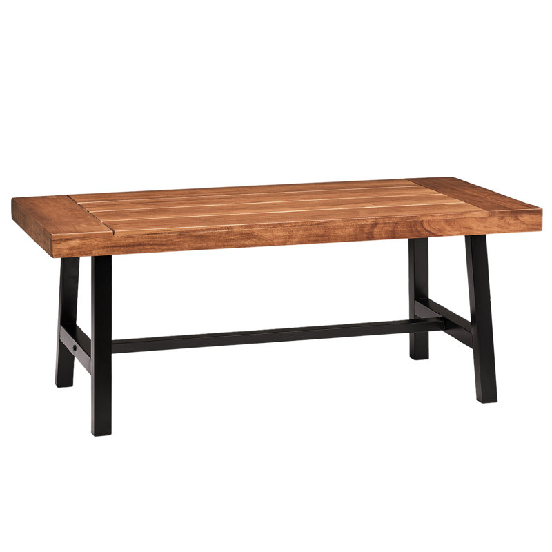 Patio Poplar Wood Coffee Table With Metal Legs