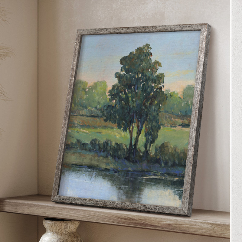 «Tree by the Riverbank I», reproduction encadrée - bois massif, H 11 po x l 9 po