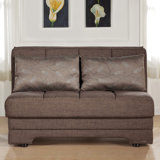 Sehr Chenille Armless Loveseat, Brown