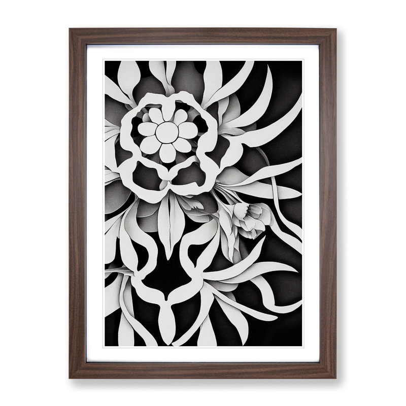 The Adventurous Flower - Single Picture Frame Print, 46cm H x 34cm W x 2cm D, Walnut Framed