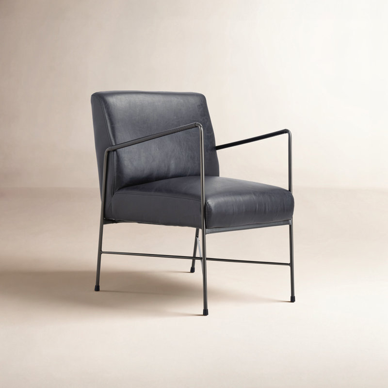 Derry Genuine Leather Armchair, Black Genuine Leather