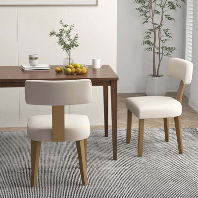 Ensemble de chaises de salle à manger sans accoudoirs avec dossier courbé et coussins de siège rembourrés Lark Manor ™ - beige