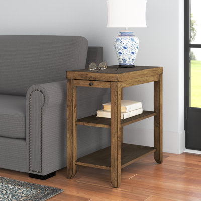 Table de bout en bois massif avec plateau coulissant Bleckley